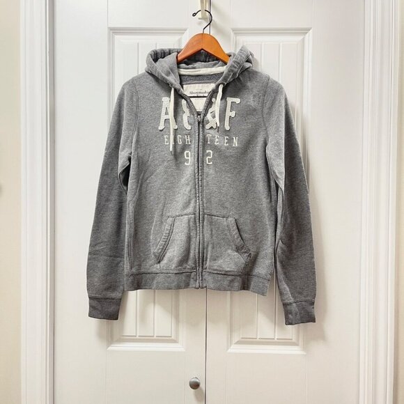 VINTAGE 2000s Y2K ABERCROMBIE GREY SEQUIN HOODIE - Picture 1 of 15